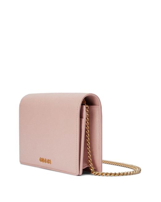 Gucci Pink Script Leather Wallet-On-Chain