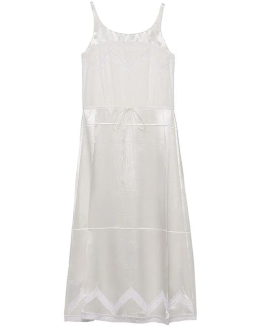 Prada White Batiste Embroidered Midi Dress