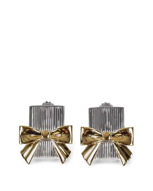 YVMIN White Bow-Detail Earrings