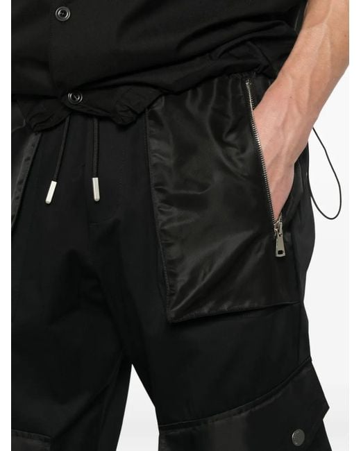 Yes London Black Panelled Cargo Pants for men