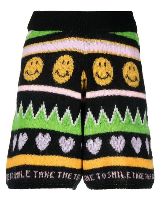 Joshua Sanders Green Graphic-Print Knitted Shorts