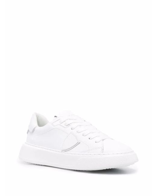 Philippe Model White Side Logo-Patch Sneakers