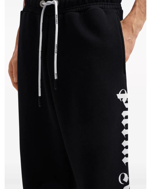 Palm Angels Black Logo-print Drawstring Sweatpants for men