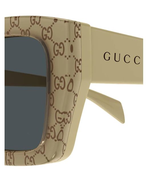 Gucci Gray Square-Frame Pattern Sunglasses for men