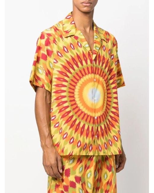 Valentino Garavani Orange Graphic-Print Shirt for men