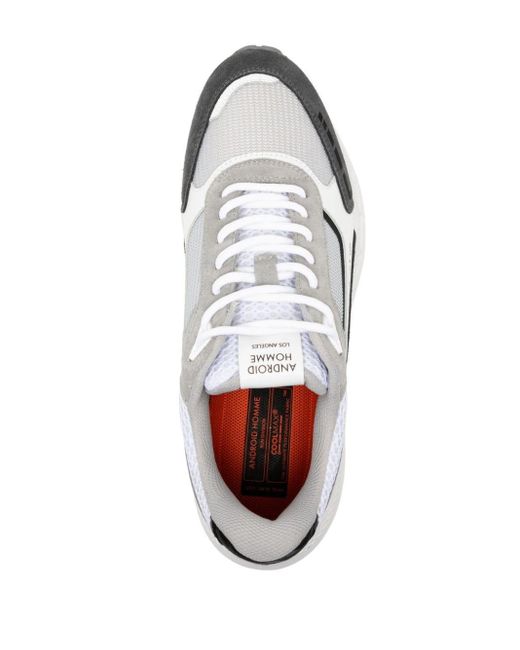 Android Homme White Venice Lace-up Panelled Sneakers for men
