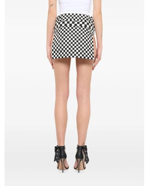 Givenchy Black Podium Check-Pattern Side-Slit Mini Skirt