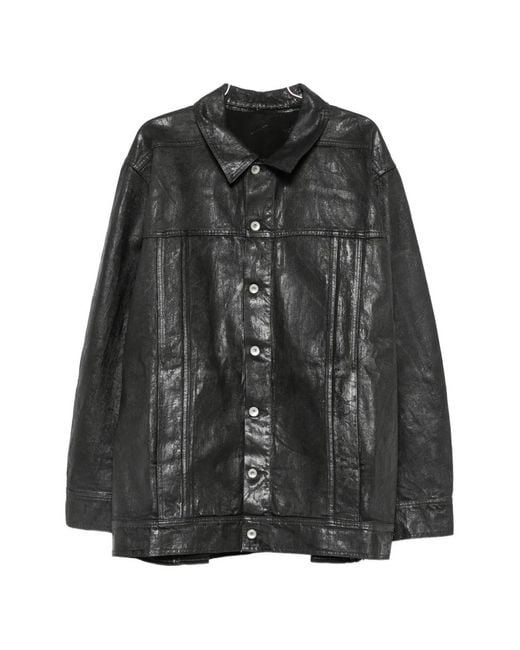 Rick Owens Black Button-Up Denim Jacket for men