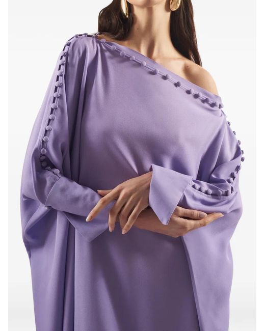 Taller Marmo Purple Mila Button-Embellished Maxi Dress