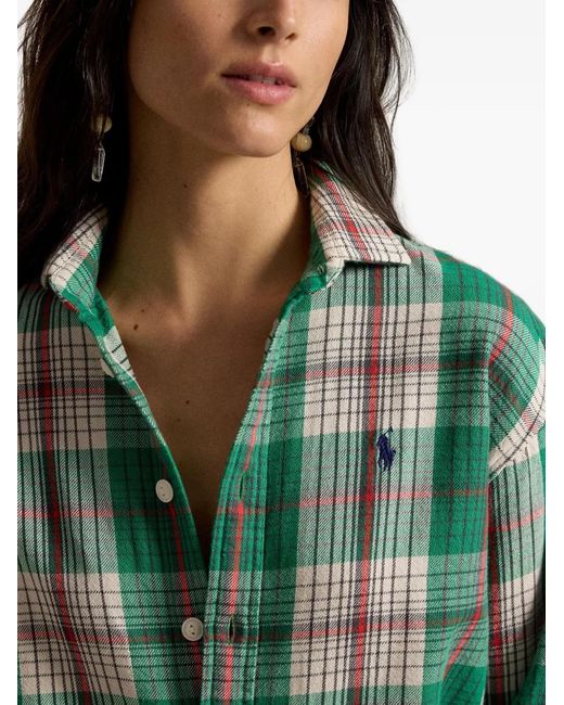 Polo Ralph Lauren Green Relaxed Fit Plaid Cotton Shirt