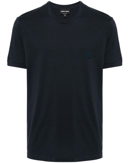 メンズ Giorgio Armani Rubberised-logo Cotton T-shirt Black