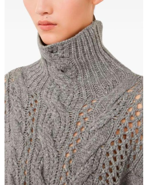 Sportmax Gray Cable-Knit Oversized Sweater