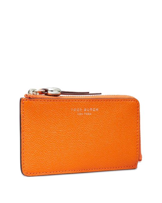 Tory Burch Orange Romy Zip Card Case