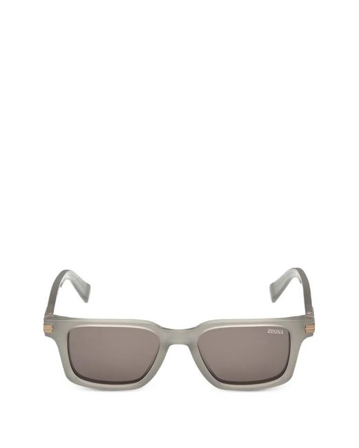 Zegna Gray Rectangle-Frame Sunglasses for men