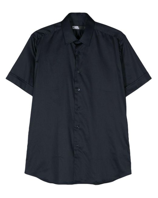 Karl Lagerfeld Blue Short-sleeve Poplin Shirt for men