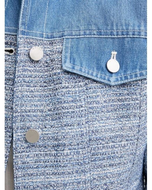 Guess Blue Denim-Panel Tweed Jacket