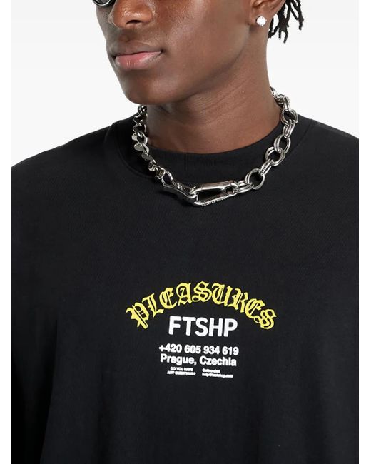 Pleasures Black Graphic-Print T-Shirt