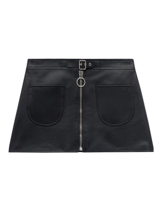 Courreges Black Zip-up Leather Miniskirt