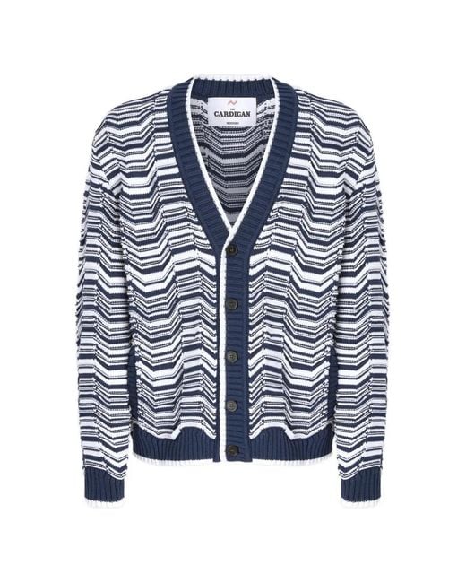 Missoni Blue V-Neck Striped-Pattern Cardigan for men