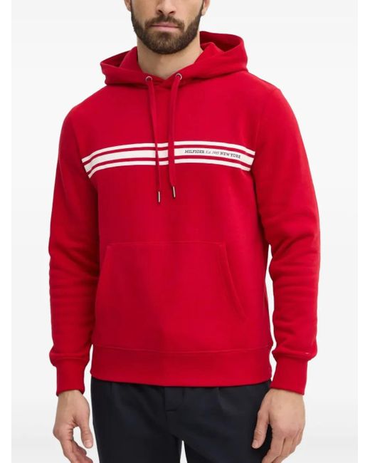 Sudadera con capucha y logo Tommy Hilfiger de hombre de color Red