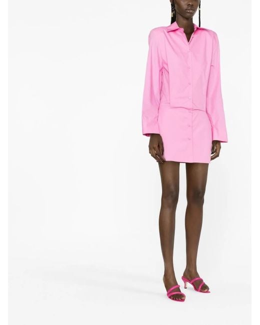 The Attico Pink Margot Cotton Short Dress