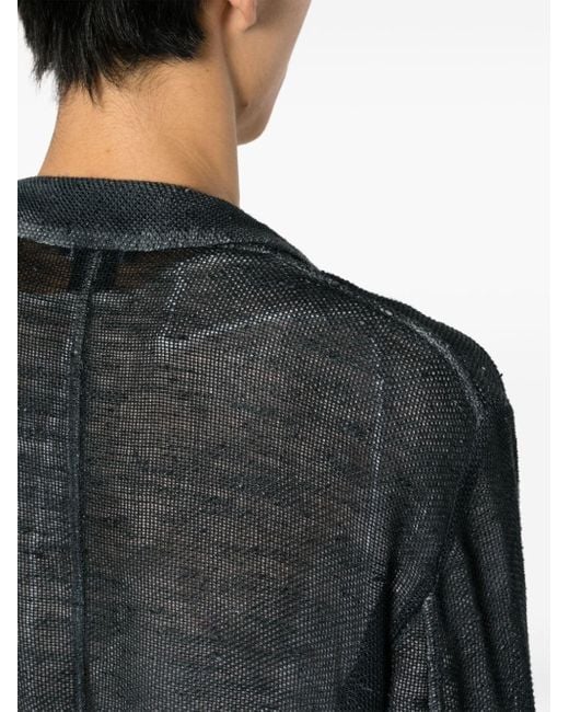 Avant Toi Black Single-breasted Open-knit Blazer for men