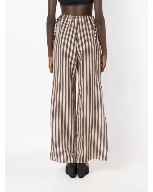 Amir Slama White Striped Wide-Leg Trousers