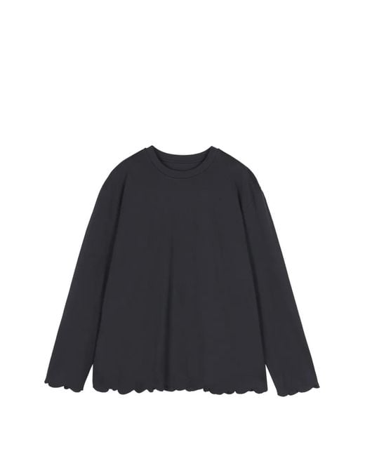 JNBY Blue Scalloped-Edge Long-Sleeve T-Shirt