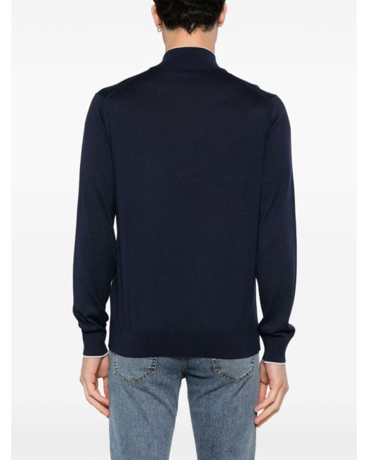 Fay Blue Zip-up Knitted Pullover for men