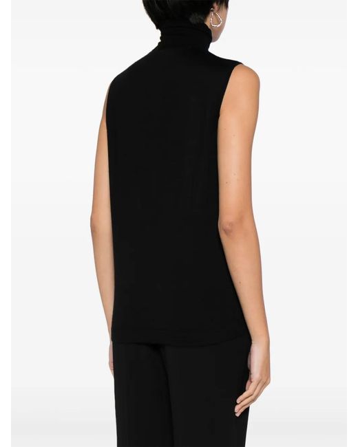 Fabiana Filippi Black Roll-Neck Knitted Top