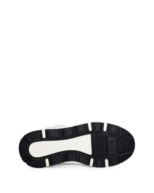ARMANI EXCHANGE White Logo-Patch Mesh Sneakers for men
