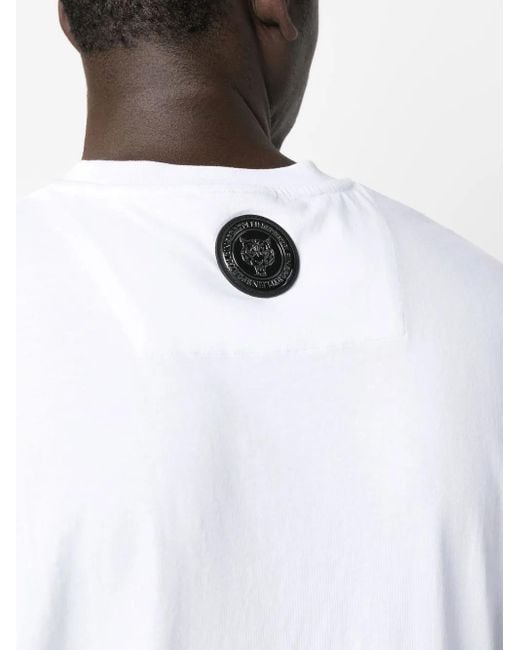 Philipp Plein White Logo-Print Short-Sleeved T-Shirt for men