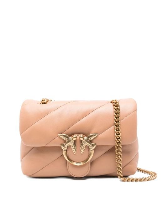 Pinko Pink Gesteppte Love Schultertasche Mit Logo-Schild