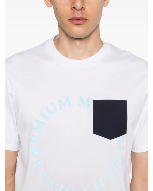 Pmds White Globe Chest-Pocket T-Shirt for men