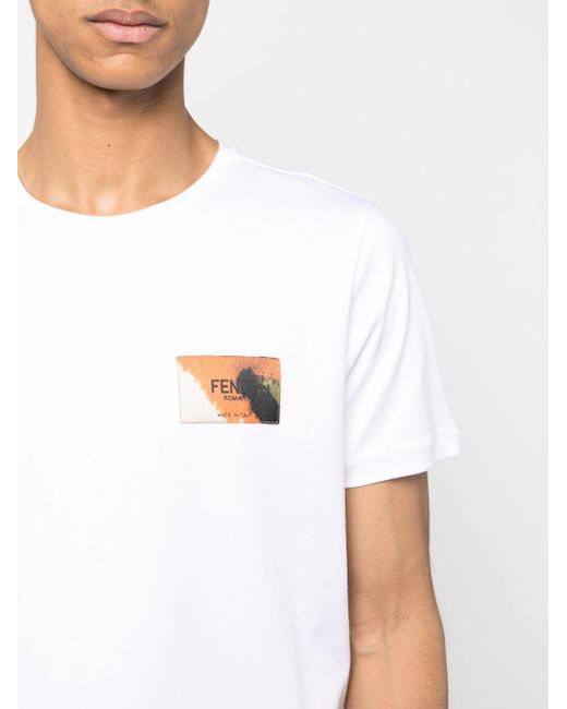 Fendi T-Shirt mit Logo-Patch in White für Herren