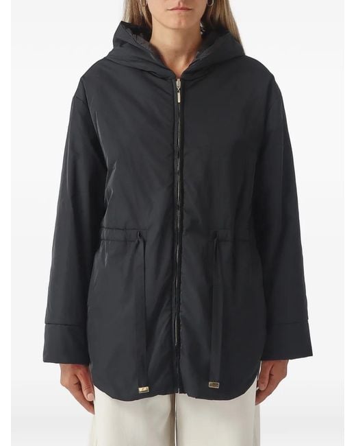 Max Mara Black The Cube Drawstring-Waist Parka Coat