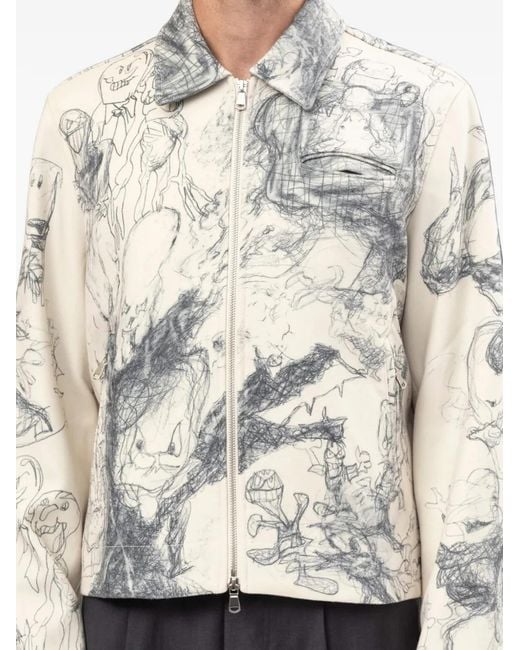 DOMREBEL White Drawings Sketch-Print Jacket for men