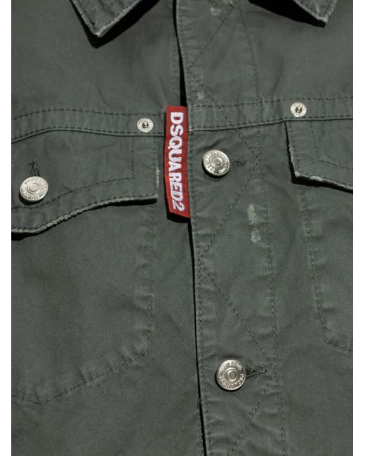 Camicia Con Effetto Vissuto di DSquared² in Green