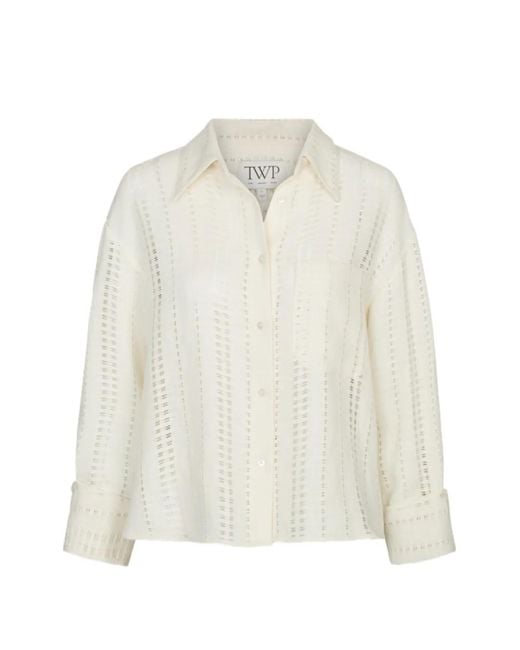 Twp White Chemise Jd Rayée À Col En Pointe