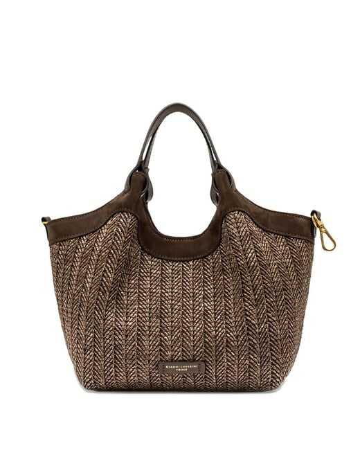 Gianni Chiarini Brown Dua Woven Shoulder Bag