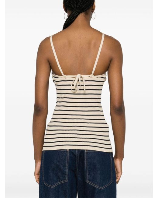 Low Classic Gray Striped Ribbed Halterneck Top