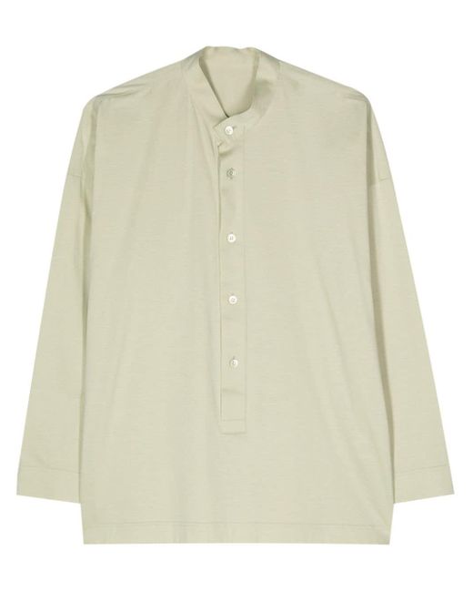 Homme Plissé Issey Miyake Band-collar Cotton Shirt in White for