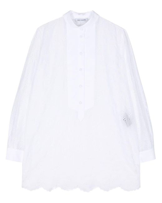 Dice Kayek White Embroidered Cotton Minidress