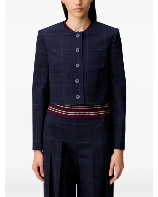 Claudie Pierlot Blue Checked Boxy Jacket