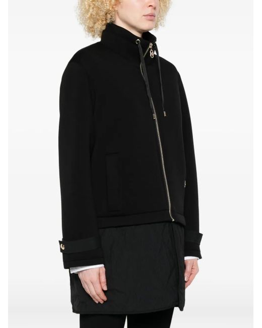 Liu Jo Black Quilted-Panel Zip-Up Scuba Jacket