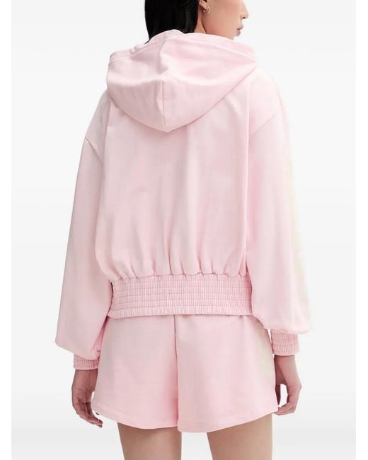 Barrow Pink Logo-Patch Zip-Up Hoodie