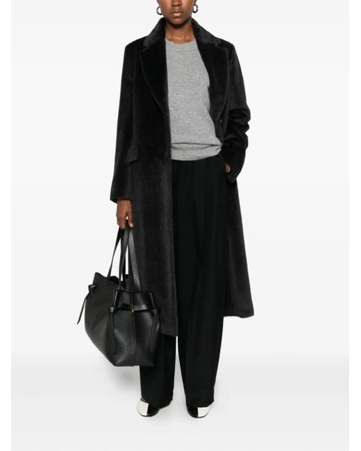 Peserico Black Notched-Lapel Buttoned Coat