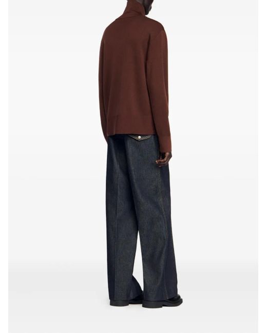Cardigan A Collo Alto Con Zip di Sandro in Brown da Uomo