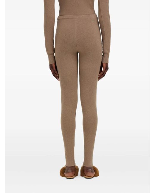 Ferragamo Natural Elasticated-Waistband Virgin-Wool Leggings