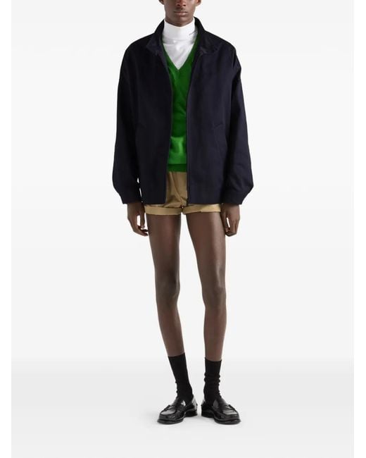 Prada Blue Stand-Up Collar Triangle-Logo Jacket for men